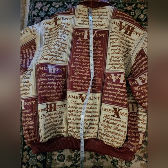AL WISSAM VI Amendment Patchwork red Tan 100%Leather Jacket Size 54 Rare Find! - Picture 10 of 12